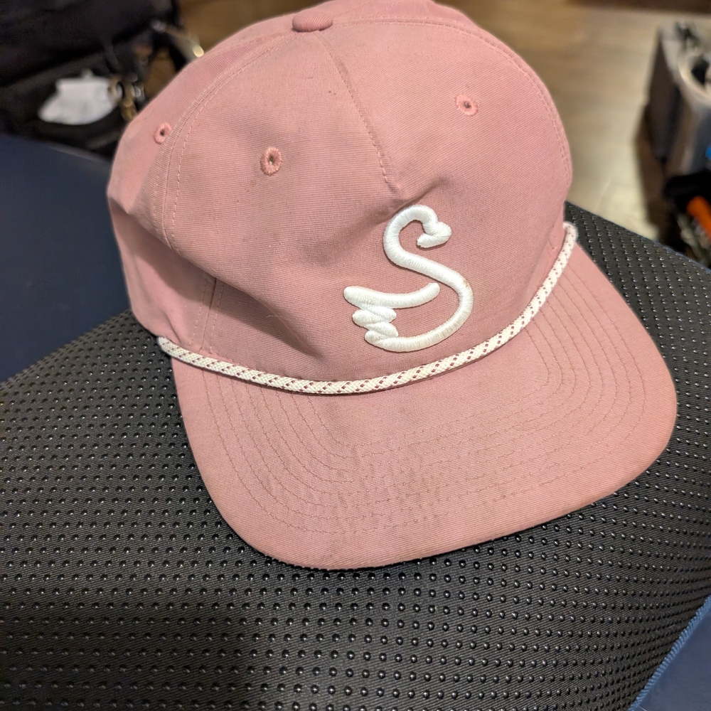 Pink Cap with White Swan Embroidery